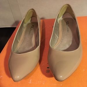 Beige tan wedge flat pointy toe